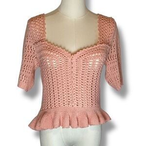 Dreamers Pink Crochet Sweater Handmade
